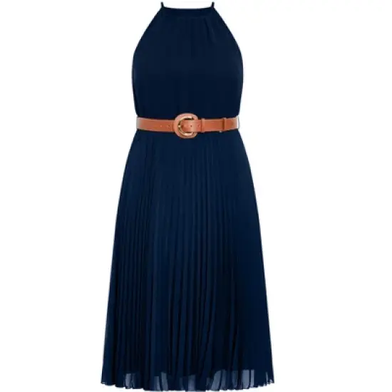 Women's Plus Size  DRESS HALTER PLEAT | CITY CHIC image {4}