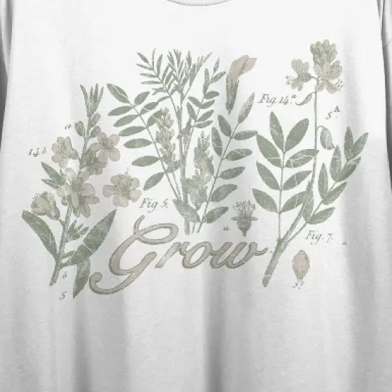 Vintage Botanical Grow Crew Neck Short Sleeve Women's White Crop T-shirt image {1}
