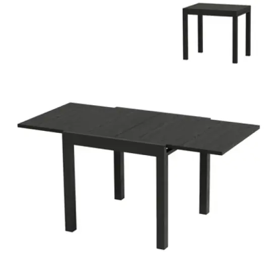 TROPOW Extentable Outdoor Dining Table Set for 4-6 Persons, 31.5-63 inch Expandable Patio Table, Rectangular Aluminum Frame, Woodgrain Tabletop image {4}