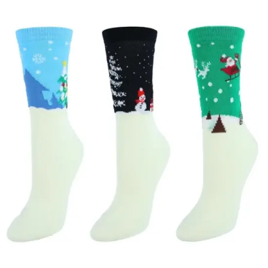 CTM Women's Christmas Holidays Crew Novelty Socks (3 Pair Pack) image {5}