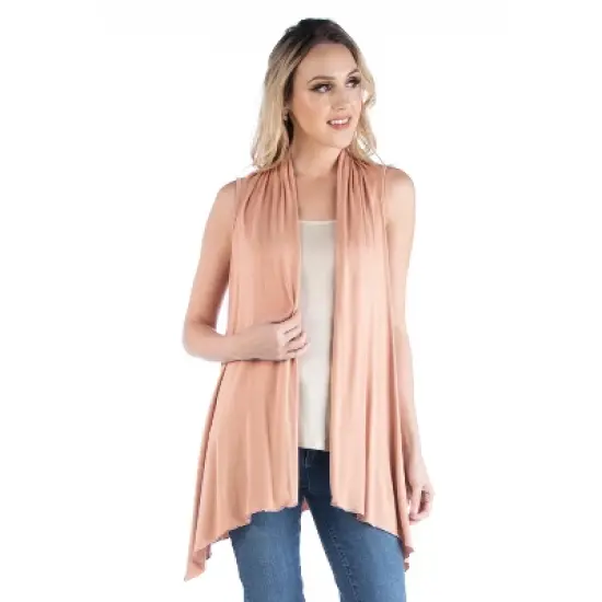 24seven Comfort Apparel Draped Open Front Cardigan Vest image {5}