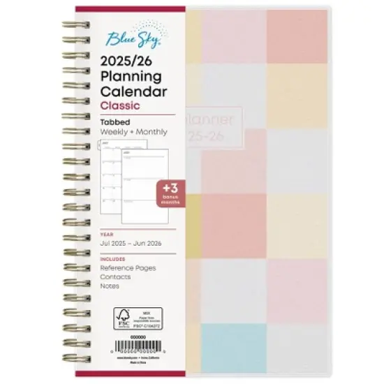 Blue Sky 5"x8" 2025-2026 Weekly/Monthly Wirebound Frosted Quandra Multi image {2}
