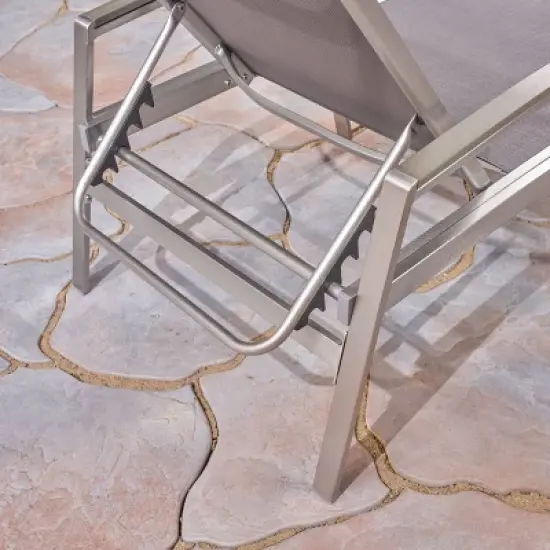 Oxton 2pk Mesh Patio Chaise Lounge - Gray - Christopher Knight Home: Aluminum Frame, Weather-Resistant, Adjustable Back image {2}