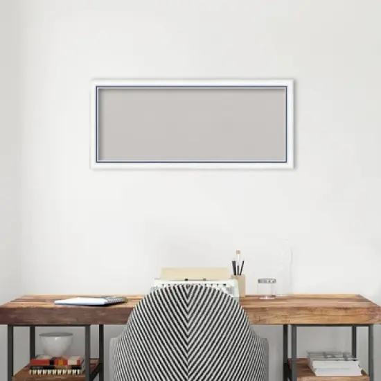 32"x14" Morgan Wood Frame Gray Cork Board White/Blue - Amanti Art image {6}