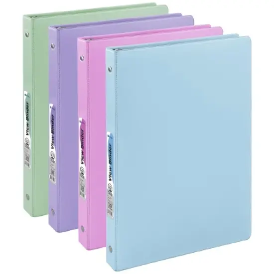 Enday 3 Ring Binder, Round Ring Pastel With Clear View Cover for Letter Size 8.5 x 11'' Paper & 2 Inside Pockets, 4 Pack image {7}