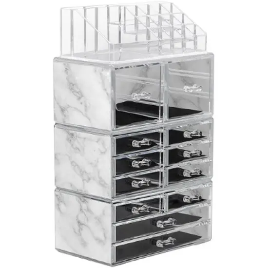 Sorbus Cosmetic Makeup and Jewelry Storage Case Display Organizer - Spacious Design - Great for Bathroom, Dresser, Vanity and Countertop (Marble) image {4}