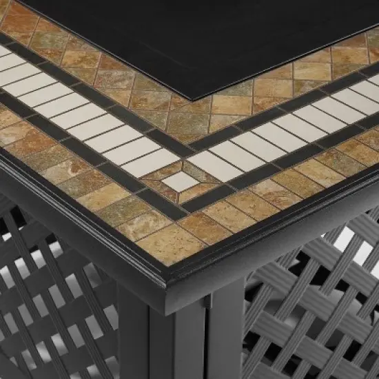 Beaufort 5 Pc Outdoor Wicker Chair Set 4 Chairs with Fire Table Mist/Brown - Crosley image {7}