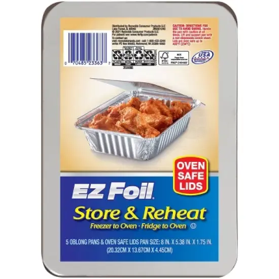 EZ Foil Store and Reheat Oblong Pan with Oven Safe Lid - 5ct image {7}