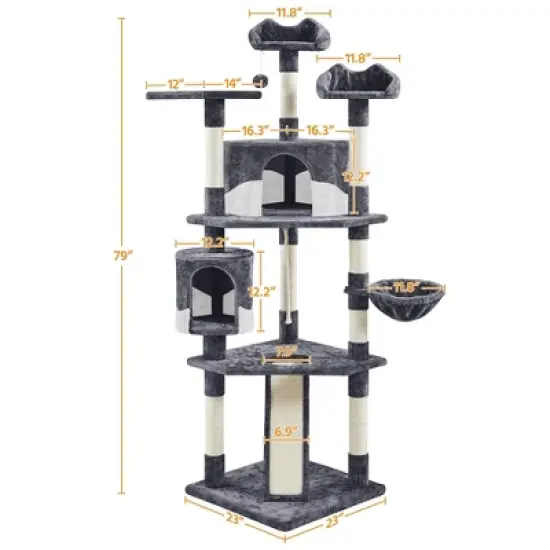 Yaheetech 79"H Large Cat Tower with Condos & Scratching Posts image {2}
