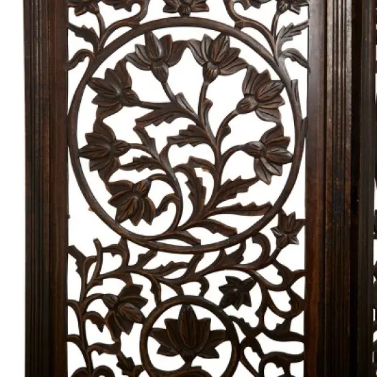 Traditional Wood Irregular Room Divider Screen Brown - Olivia & May image {7}