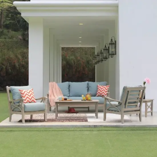 Abbington Teak Patio Sofa with Cushion - Cambridge Casual image {3}