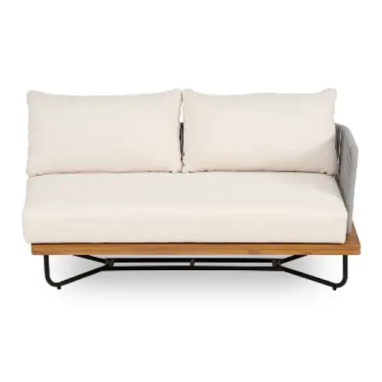 Christopher Knight Home Lucca Outdoor Acacia Wood Rope Woven Right Arm Sectional Sofa image {1}