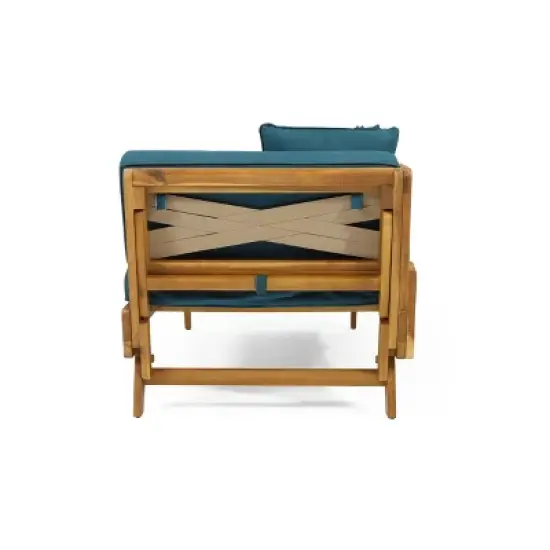 Serene Outdoor Acacia Wood Expandable Daybed with Cushions Teak/Dark Teal - Christopher Knight Home image {3}
