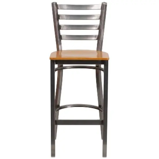 Flash Furniture Clear Coated Ladder Back Metal Restaurant Barstool image {8}