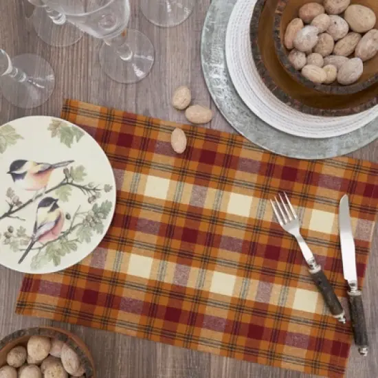 Saro Lifestyle Plaid Placemat, 13"x19" Oblong, Rust (Set of 4) image {3}