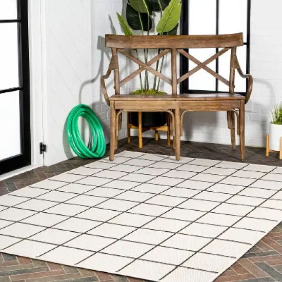 Grid Modern Squares Indoor/Outdoor Area Rug - JONATHAN Y image {5}