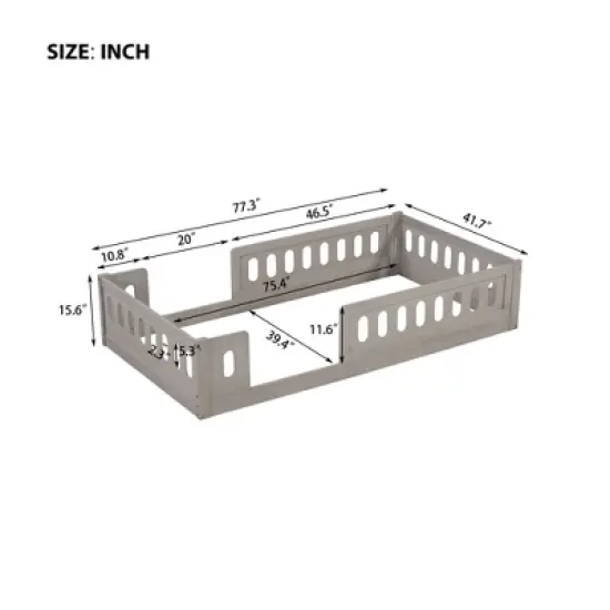 Okak Solid Wood Floor Bed Twin Size,Montessori Bed Frame with Reinforced Safety Rails, Low-Profile Design for Kids & Teens Bedroom image {2}