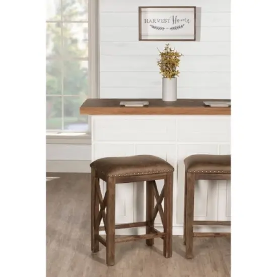 Set of 2 Willow Bend Counter Height Barstool Walnut/Brown- Hillsdale Furniture image {2}