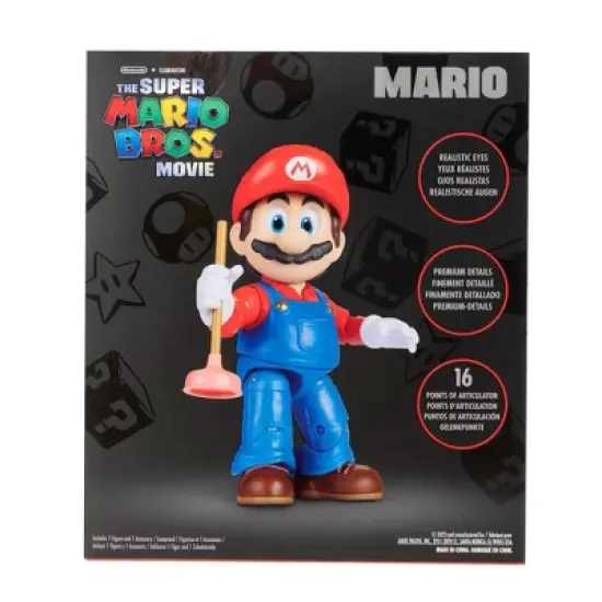 Nintendo The Super Mario Bros. Movie Mario Figure with Plunger Accessory image {3}