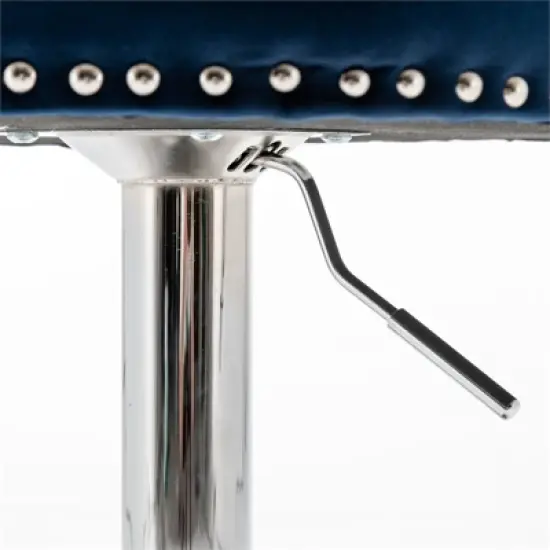 Better Home Products Monroe Velvet Tufted Adjustable Swivel Bar Stool Set Blue image {6}