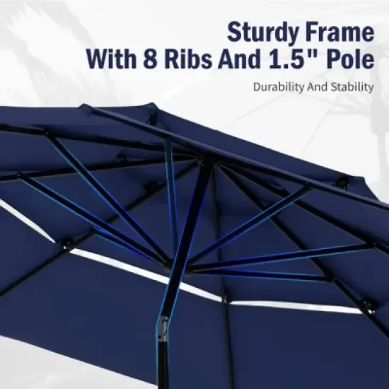 Captiva Designs 6pc Outdoor Patio Square Steel Dining Table with Stackable Metal Chairs and Market Umbrella image {9}