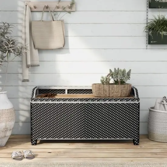 Maksville Outdoor Aluminum Storage Bench - miBasics
 image {1}