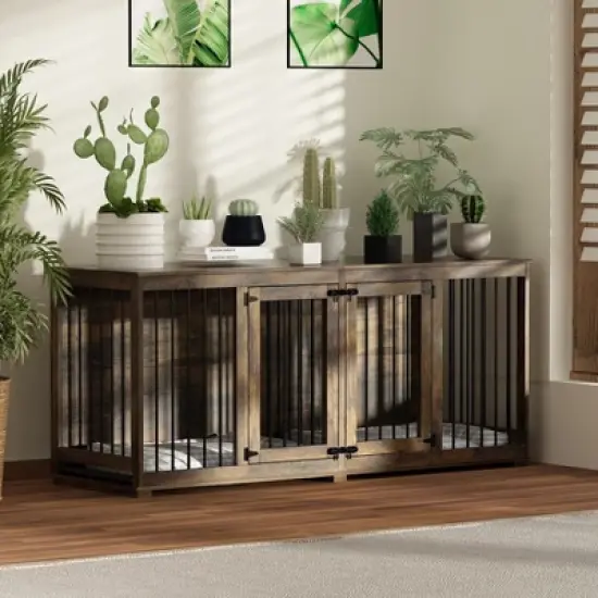 Famapy Large Furniture Style Dog Crate 70" Dog Crate with Tray and Divider image {8}