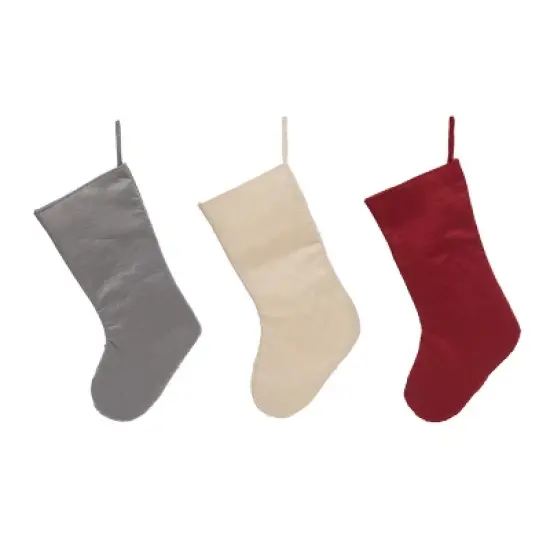 Transpac Fabric Winter Stocking Set of 3 Christmas Home Decorations Holiday Stockings Made of Durable Polyester image {1}
