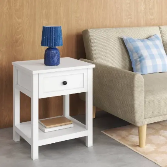 Traditional Side Table  with Storage Drawer Classic White - Room Essentials&trade; image {1}