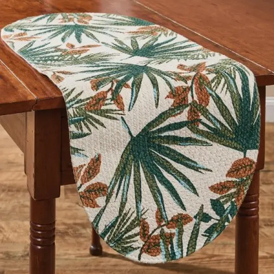 Park Designs Palm Frond Braided Tropical Green Table Runner 15" x 36" image {2}