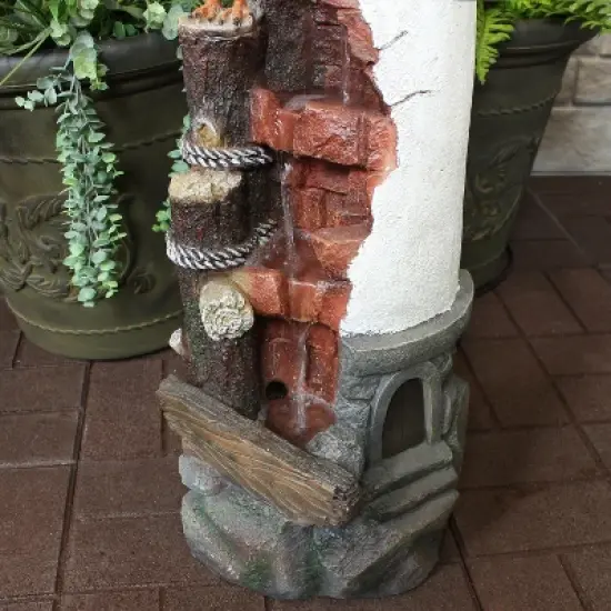 Sunnydaze 36"H Electric Polyresin Gull's Cove Lighthouse Outdoor Water Fountain with LED Light image {12}