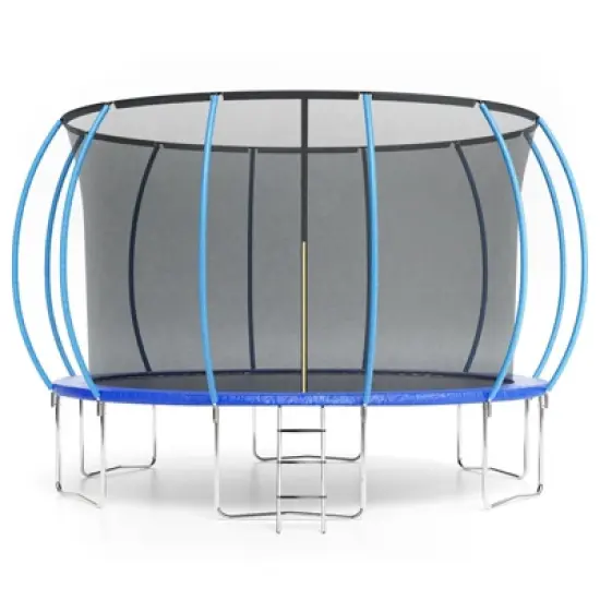 GustoWave Trampoline 14FT with Enclosure & Ladder, ASTM Approved Heavy-Duty Outdoor Recreational Trampoline for Kids Adults, 440LB Capacity image {9}