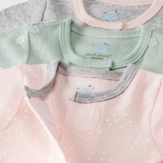 Baby Girls' 3pk Basic Romper - Cloud Island&trade; Green Preemie image {2}
