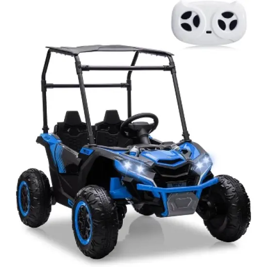 24V Kids UTV Off-Road, 4x4 Electric Truck w/Sunshade, Remote, LED Lights, Shock Absorber, Horn & Music Player image {7}