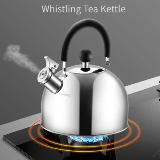 Itopfox 304 Stainless Steel Whistling Tea Kettle, 3 Quart Capacity, Suitable for Induction & Gas Stove Tops, Fast Boiling image {5}