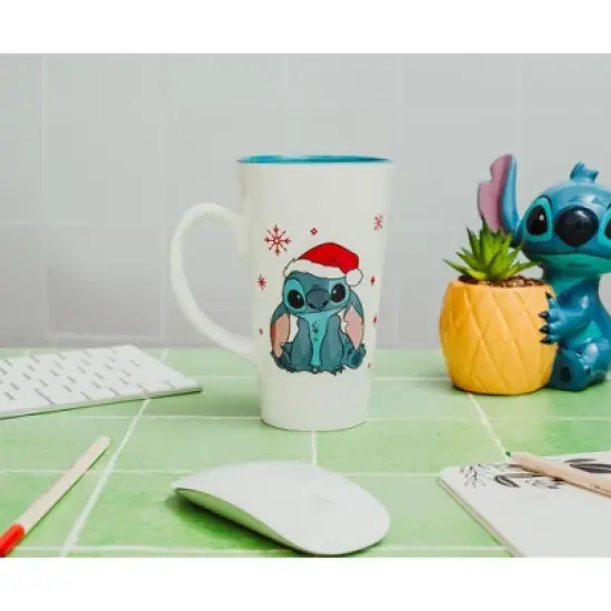Silver Buffalo Disney Lilo & Stitch Santa Hat Ceramic Latte Mug | Holds 16 Ounces image {6}