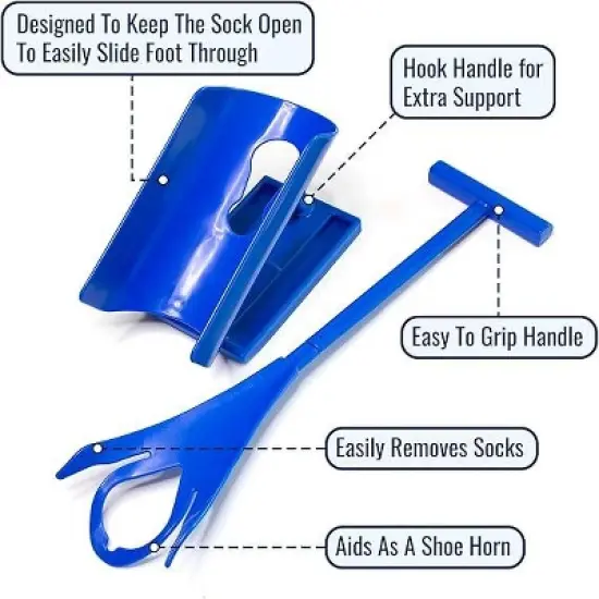 DMI Sock Aid & Shoe Horn, Mobility Aid for Seniors and Those with Limited Movement, FSA & HSA Eligible, 3 Easy Steps, Easy Storage image {1}