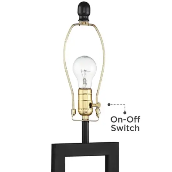 360 Lighting Modern Table Lamp with USB and AC Power Outlet 30" Tall Black Metal White Rectangle Shade for Living Room Bedroom House image {6}