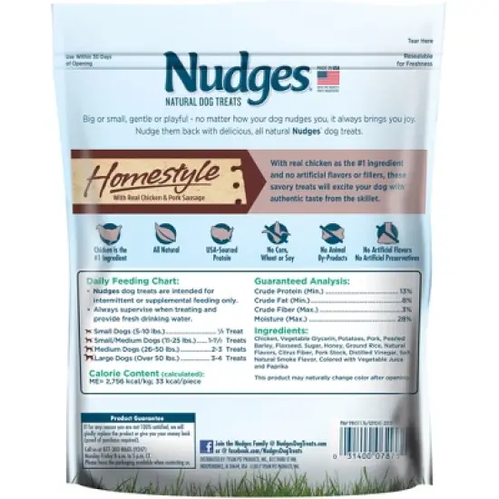 Nudges Homestyle Dog Treats - Chicken and Pork Sausage - 18oz image {1}