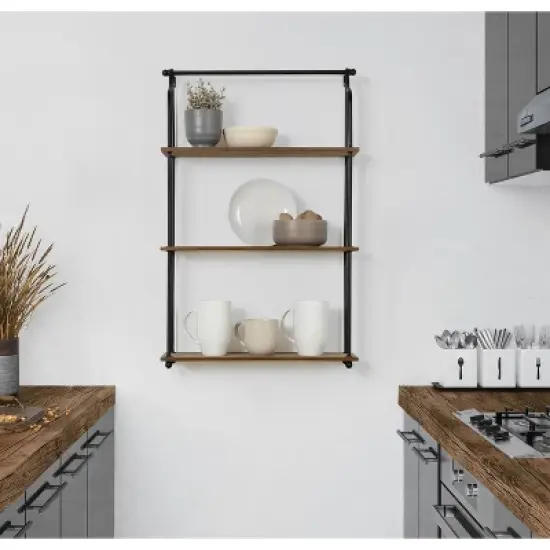 20" x 32" Walters Wood/Metal 3 Tier Shelving Brown - Kate & Laurel All Things Decor image {7}