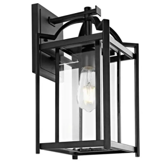 Portar Outdoor Wall Lantern - PLT4008 - Clear/Black - Safavieh image {1}