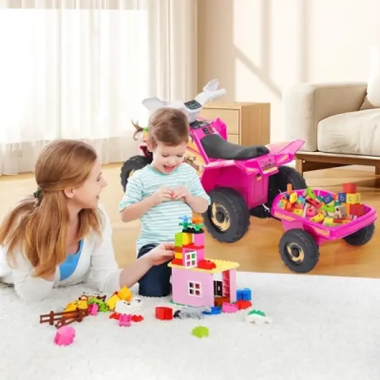 Sandinrayli 6 Volt Kids Ride On ATV Toddler Toy Car 4-Wheeler Quad Car for Kids 3-6 with Trailer image {1}