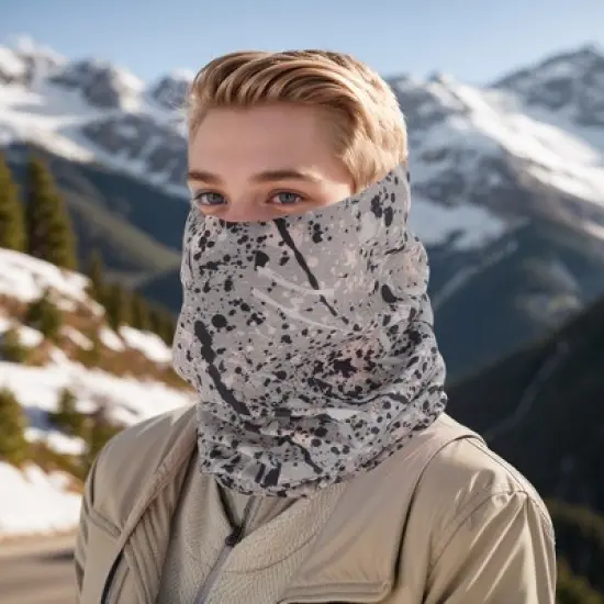 Unique Bargains Sunscreen Face Scarf Mask Gray Black 1 Pc image {1}