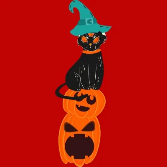 Men's Design By Humans Halloween Pumpkins and Witch Cat By famenxt Tank Top image {1}