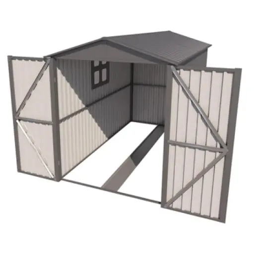 Motorcycle Outdoor Steel Storage Shed With Window ,tracks and fixtures,Grey image {4}