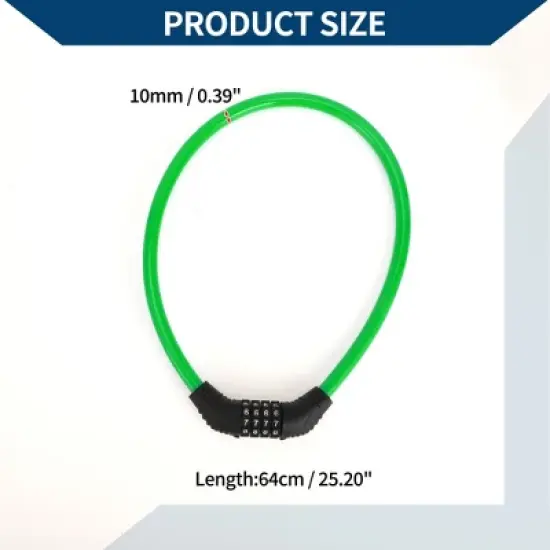 Unique Bargains Bicycle Lock Security Lock Resettable 4 Digit Combination Chain Bike Lock Green image {3}