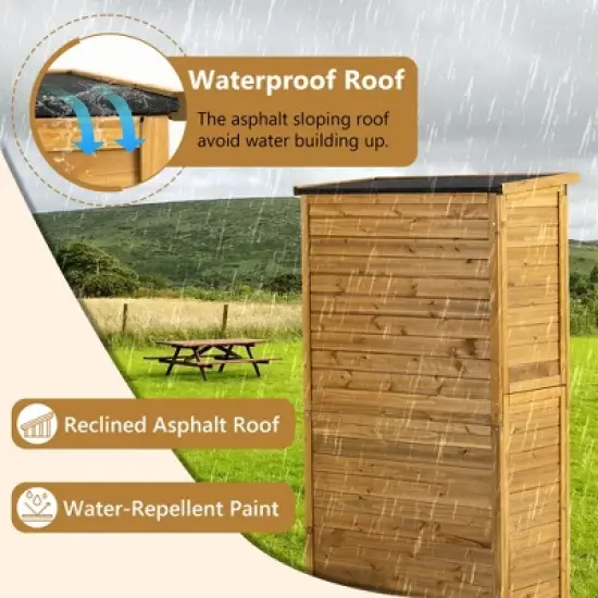 Outdoor Storage Cabinet,Garden Shed,Pool Storage Shed with Lockable Door, Waterproof Roof and 2 Removable Shelves, Storage Shed for Patio and Lawn image {2}