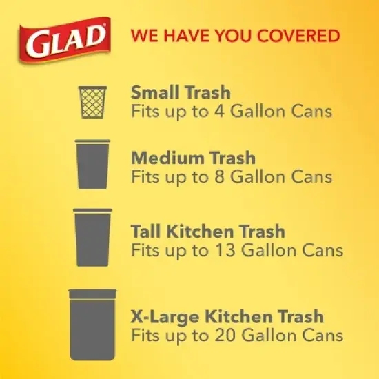 Glad Drawstring Gain Odor Shield Medium Trash Bags - 8gal - 80ct image {4}