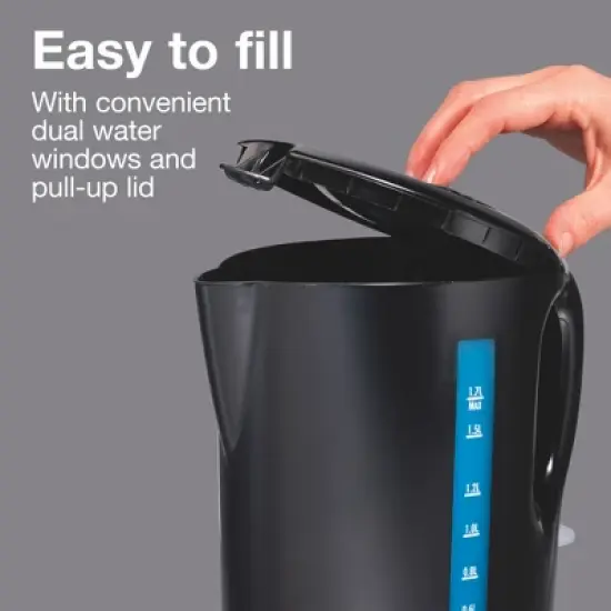 Proctor-Silex 1.7 Lt Cordless Electric Kettle - 41002PS: Black Water Heater Kettle, 1500W Hot Pot, Plastic Tea Maker image {4}