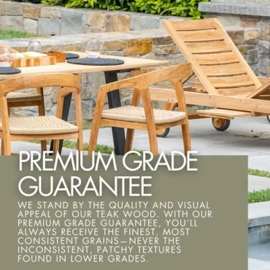 Nordic Teak Natural Outdoor Patio Dining Chair with Arm Rests - Beige image {4}